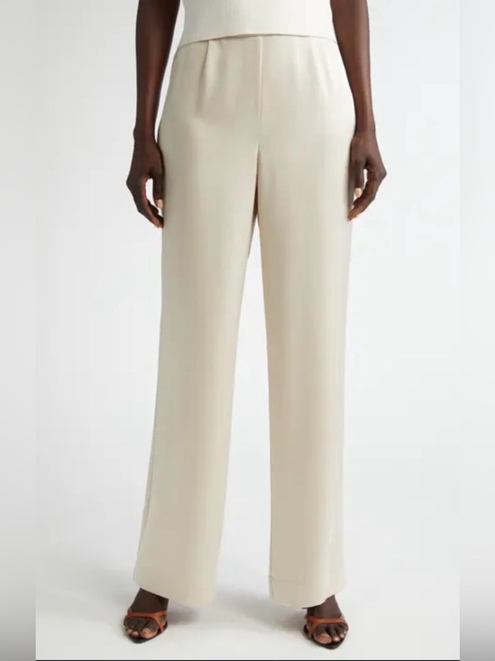 St. John Pants - St. John's Collection Wide-Leg Cream Trousers - Women's Pants
